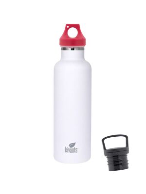 Kivanta 700 ml Isolierflasche (weiß) inkl. Loop Verschluss (rot) + GRATIS Infuser Cap 