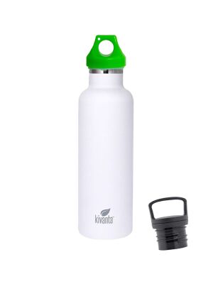 Kivanta 700 ml Isolierflasche (weiß) inkl. Loop Verschluss (grün) + GRATIS Infuser Cap
