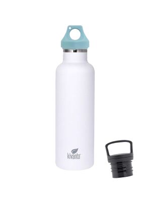 Kivanta 700 ml Isolierflasche (weiß) inkl. Loop Verschluss (sky blue) + GRATIS Infuser Cap 