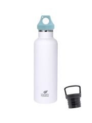 Kivanta 700 ml Isolierflasche (weiß) inkl. Loop Verschluss (hellblau) + GRATIS Infuser Cap