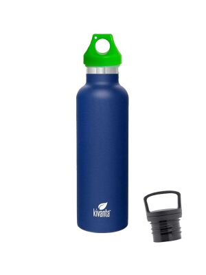 Kivanta 700 ml Isolierflasche (blau) inkl. Loop Verschluss (grün) + GRATIS Infuser Cap