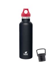 Kivanta 700 ml Isolierflasche (schwarz) inkl. Loop Verschluss (rot) + GRATIS Infuser Cap 