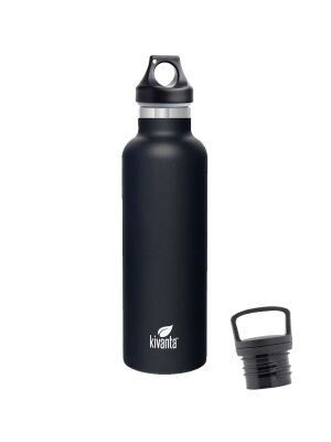 Kivanta 700 ml Isolierflasche (schwarz) inkl. Loop...
