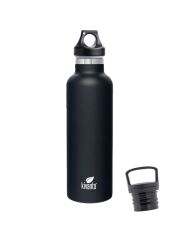 Kivanta 700 ml Isolierflasche (schwarz) inkl. Loop Verschluss (schwarz) + GRATIS Infuser Cap 