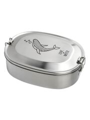 Kivanta Brotdose XL aus Edelstahl | LOVE Water "Wal" + extra neutraler Deckel (personalisierbar)