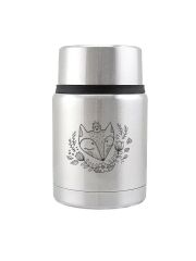 Kivanta Edelstahl Isolierbehälter 450 ml mit Becher | LOVE WOOD "Fuchs / royal"