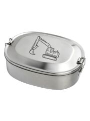 Kivanta Brotdose XL aus Edelstahl | Bagger & Baustelle + extra neutraler Deckel (personalisierbar)