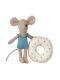 Maileg Little Sister / Little Brother Mouse - Strandmaus mit Schwimmreif (blau)