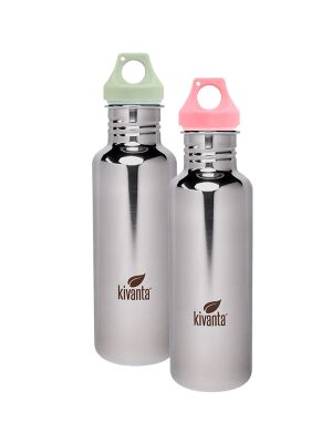 Kivanta "Mirror" Spar-Set 1: 2 x 750 ml Edelstahl Trinkflaschen mit Loop