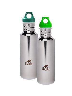 Kivanta "Mirror" Spar-Set 3: 2 x 750 ml Edelstahl Trinkflaschen mit Loop