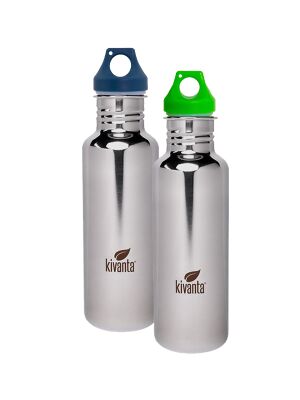 Kivanta "Mirror" Spar-Set 4: 2 x 750 ml Edelstahl Trinkflaschen mit Loop