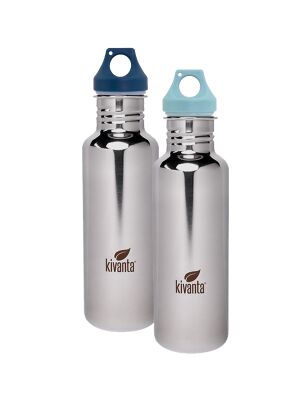 Kivanta "Mirror" Spar-Set 5: 2 x 750 ml Edelstahl Trinkflaschen mit Loop