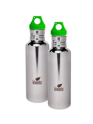 Kivanta "Mirror" Spar-Set 6: 2 x 750 ml Edelstahl Trinkflaschen mit Loop