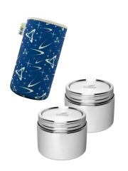 Kivanta Behälter - M / 2er Set mit Isolierhülle (Retro Galaxy)