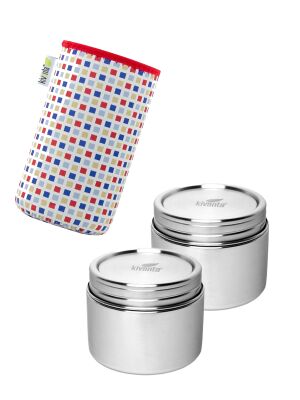 Kivanta Behälter - M / 2er Set mit Isolierhülle (Mini Checks)