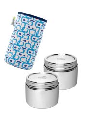 Kivanta Behälter - M / 2er Set mit Isolierhülle (Retro Squares)
