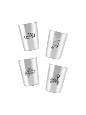 LunchBuddy Edelstahl Becher 300 ml 4er Set - Meerestiere