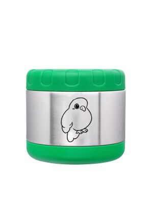 LunchBuddy Edelstahl Isolierbehälter 400 ml - Grün / Wellensittich