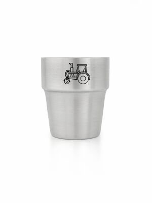 Doppelwandiger Edelstahlbecher / stapelbar - Gravurmotiv "Traktor"
