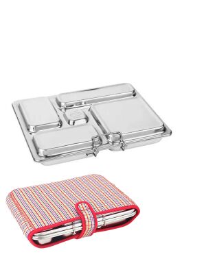 LunchBuddy Lunchbox "5 Stars" mit 5 Fächern inkl. Hülle "Karo (bunt)"