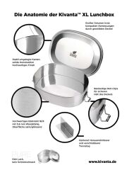 Kivanta Brotdose XL aus Edelstahl | Garten I + extra neutraler Deckel (personalisierbar)