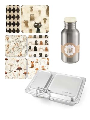 LunchBuddy Lunchbox Duo, Basic-Magnete & Add-Ons + Blafre Trinkflasche