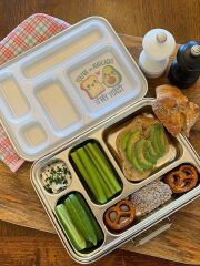LunchBuddy Lunchbox "Bento Five" (blau) mit Personalisierung &amp; Flasche gratis - Herzen