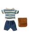 Maileg Big Sister / Big Brother Mouse - Hose, T-Shirt und Rucksack (blau / breite Streifen)