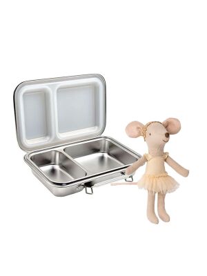 Einschulungsgeschenk mit Namensgravur – LunchBuddy Bento Twin Dose & Maileg Maus