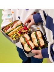 PlanetBox Trailblazer Edelstahl-Sandwichbox mit 2 Silikonbeh&auml;ltern | Cloudy