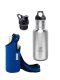 Kivanta 500 ml Edelstahl Trinkflasche mit 2 Deckeln & Wunschgravur inkl. gratis Bottle Sling (blau)
