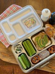 LunchBuddy Lunchbox "Bento Five" (blau) mit Wunschgravur / 15 Schriftarten