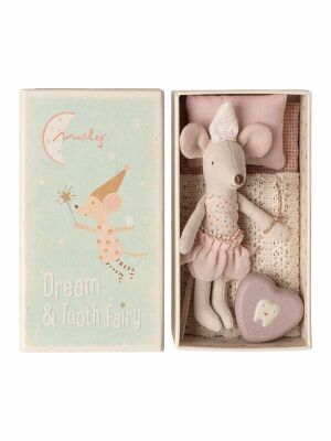 Maileg Little Brother / Little Sister Mouse - Zahnfee "Tooth Fairy" in Schachtel (Punkte / rosa)