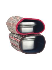 LunchBuddy Edelstahl-Lunchbox "Airtight" Set | Nr. 01 &amp; 02 mit Isolierh&uuml;lle "Flowers"