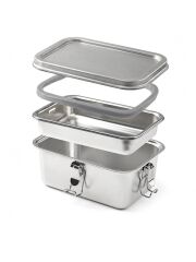 LunchBuddy Doppeldecker Edelstahl-Lunchbox mit Wunschgravur &ndash; auslaufsicher mit 2 Ebenen