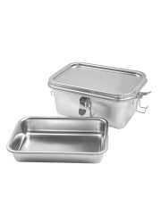 LunchBuddy Doppeldecker Edelstahl-Lunchbox mit Wunschgravur &ndash; auslaufsicher mit 2 Ebenen