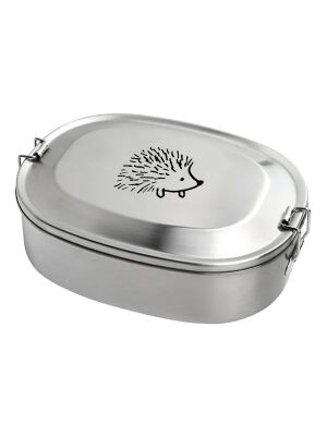 Kivanta Brotdose XL aus Edelstahl | Igel + extra neutraler Deckel (personalisierbar)
