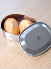 Kivanta Brotdose XL aus Edelstahl | Igel + extra neutraler Deckel (personalisierbar)