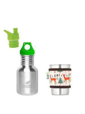 Edelstahlbecher & 350 ml Edelstahlflasche inkl. Loop-Cap & Sleeve | Woodland