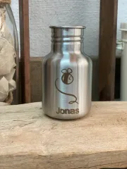 Kivanta 350 ml Edelstahl Trinkflasche & Loop Cap / Gravur: Jonas