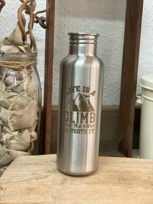 Kivanta 750 ml Edelstahl Trinkflasche (ohne Deckel) - Life is a Climb (B-Ware)