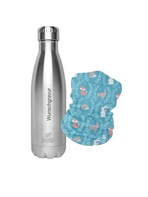 Kivanta 500 ml Isolierflasche mit Gravur & Gratis Fleeceschal | Tiere im Winter