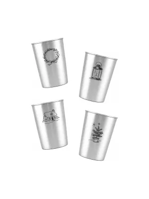 LunchBuddy Edelstahl Becher 300 ml 4er Set - Cottage Christmas