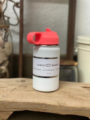 LunchBuddy 350 ml Wide "Kids" Isolierflasche mit Hydro Flask Deckel | Weiß