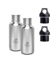 Kivanta Schulstarter-Set: 2 x  500 ml Edelstahl Trinkflasche mit Loop Cap