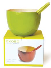 Ekobo Set GLOBO und GEMO - Salatschale mit Salatbesteck - White