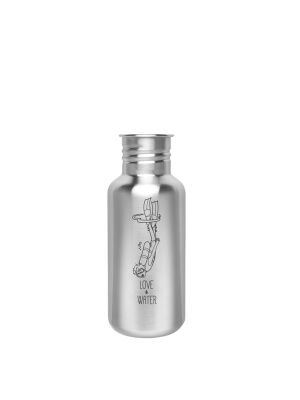 Kivanta 500 ml Edelstahl Trinkflasche LOVE WATER Edition (ohne Deckel)