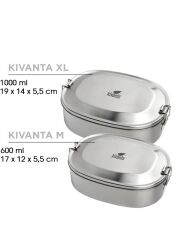 Kivanta Brotdose XL aus 18/8 Edelstahl - Lunchbox mit Clips
