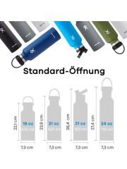 Hydro Flask 18 oz (532 ml) Standard Mouth isolierte Trinkflasche mit Flex Cap - Black