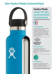 Hydro Flask 18 oz (532 ml) Wide Mouth isolierte Trinkflasche mit Flex Cap - Cobalt